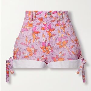 ISABEL MARANT Naesqui tie-detailed printed denim shorts